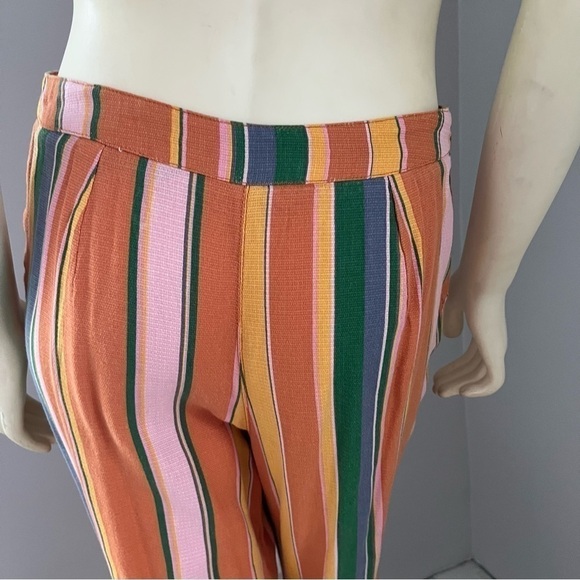 Free People Anthropologie Women’s Boho Striped Pants Orange Green Pink Blue 4 - Picture 12 of 13